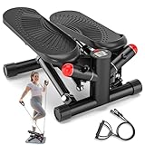 Mini Stepper für Zuhause mit Power Ropes, Up-Down Swing Stepper mit LCD-Monitor, Stepper Hometrainer für Anfänger & Fitness Trainingsgerät 150kg - Bein/Arm Trainer, Home Fitness Exercise