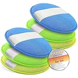 Waymaytecy 6 stück Handpolierschwamm Set, Mikrofaser Polierschwamm, Autowachs Reinigungs Polierschwämme, Zum gleichmäßigen Auftragen von Politur, Wachs und Pflegemitteln