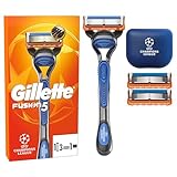 Gillette Fusion5 Rasierer für Männer UEFA Champions League Special Edition, 1 Gillette Rasierer, 3 Ersatzklingen, Mit Gleitstreifen und 5 Klingen, langanhaltende Rasur inkl Reiseschutzkappe