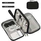 OdiuK Kabeltasche Elektronische Tasche Universal Kabelorganizer Tasche mit 2 PCS Drahtbinder, Reisekabel Organizer Doppelschicht Reise Elektronik Zubehör Tasche für USB Ladekabel Powerbank(Schwarz)