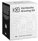 Kombucha Brewing Kit, Kombucha Starter Set mit Bio-SCOBY Starterkultur und Kombucha Pilz, Gärgefäß, Bügelflasche, Bio-Rohrohrzucker und Glasstrohhalm, handgefertigt, vegan, glutenfrei, laktosefrei