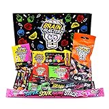 Brain Blasterz Sour Candy klein Geschenkbox, Brain Breakerz, Kauriegel, Lollipops, Sauerkergummi, Apfel, Erdbeere, Wassermelone, Cola, Zitrone, Orange, Halloween Süßigkeiten