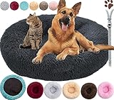 MOZTBH Hundebett waschbar Rund, Flauschiges Weiche rutschfest Hundesofa für Große Hundekorb, Donut Plüsch Bequeme Calming Katzenbett, Mittelgroße & Kleine Hundekissen