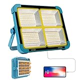 Upgrade 100W LED Arbeit Solarleuchte IP66 Wasserdicht LED Bodenleuchte Solar/USB Wiederaufladbar 4 Lichtmodi Tragbare Notfall Arbeitsleuchte für Garten Garage Camping Angeln