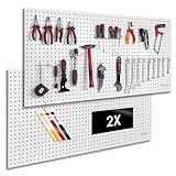 Pegboard 2 St. Werkzeugwand aus Holz (MDF) 120 x 60 x 0,5 cm - Lochung Ø7 mm Lochabstand 25,4 mm - weiß lackiert - Made in Germany
