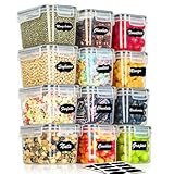 Withosent 0.8L Vorratsdosen Luftdicht Set, 12er Aufbewahrungsbox Küche mit Deckel Kunststoff, Vorratsbehälter Organizer Mikrowellengeeignet zur Makkaroni, Snacks, Süßigkeiten, Obst, Cornflakes