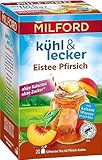 Milford kühl & lecker Eistee Pfirsich | Ohne Kalorien | Ohne Zucker | Laktosefrei | Glutenfrei | Vegan | 20 Teebeutel | 50 g