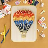 Aedcbaide Bastelset Mädchen fuer Muttertag, Bastelsets für kinder, String Art Kit mit Schnur, Geschenk LED Licht lustige DIY-Kunst kreative Aktivitäten mit Heißluftballons Dekorationen