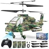Charmofun Hubschrauber Ferngesteuert, 2,4Ghz RC Helikopter mit Licht und 3 Akkus, 40 Minuten Flugzeit, 3.5 Kanäle Helikopter Ferngesteuert mit Höhenhaltefunktion, Geschenke für Kinder ab 8 Jahre(Grün)