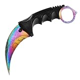 Generisch Hochwertiges CSGO Jagdmesser CSGO Karambit Legal Messer Skin Übungsmesser Trainingsmesser Real-Life-Sammlung Scharf Jagd Survival Outdoor Counter-Strike Knife (Spider Fade [Scharf])