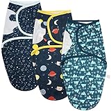 Vicloon Pucktuch 3-6 Monate, 3er Pack Pucksack Baby aus 100% Bio-Baumwolle, Sicherheit, Universal Verstellbare, Wickeltuch für Säuglinge ​Babys Neugeborene-Dunkelblau