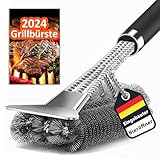 Grillbürste, Update Grill Reinigungsbürste mit Edelstahl Bieröffner, Spatel und Borsten. PP Wärmedämmung Griff, für Gasgrill, Holzkohlegrill, Kugelgrill, Elektrogrill und Grillrost.