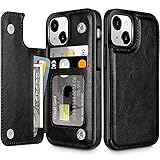 Coolden Handyhülle für iPhone 13 Mini Hülle Case Premium PU Leder Klapphülle mit Kartenschlitzen Magnetverschluss Brieftasche Cover Flip Case Stoßfeste Schutzhülle Hülle für iPhone 13 Mini Schwarz