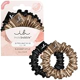 invisibobble Sprunchie Slim Schwarz Gold I 2x Stoff Haargummis gold schwarz für Mädchen & Damen I kein verknoten, starker Halt, haarschonend I Scrunchie Haargummi designed im Herzen Münchens