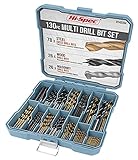 Hi-Spec 130 tlg. Bohrer Set. Bit Set in 8 Größen von 1mm bis 10mm. HSS-Titan-, Mauerwerks- und Brad-Point-Bitsatz für Metall, Holz, Kunststoff, Ziegel und Beton. Bit Satz in einem Aufbewahrungskoffer