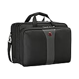 WENGER Legacy ECO Business Case Laptop-Tasche zum Umhängen, Notebook bis 17 Zoll, Tabletfach bis 10 Zoll, Aktentasche, Organizer, 27 l, Damen Herren, Büro, Schwarz, Nachhaltig, 612260