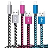 MACHSWON Ultra-USB-Typ-C-Kabel, schnelles Aufladen, langes USB-C-auf-USB-A-Android-Telefonkabel, C-Ladekabel, Schnellladung, passend für Galaxy S24/A54/A14/A53/A13/S23/S22/S21, 3 Stück