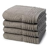 Vossen - Vienna Style Supersoft - 4 X Handtuch - Im Set - Baumwolle - extrem flauschig (50 X 100cm Pepplestone)