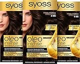 Syoss Oleo Intense Öl-Coloration 4-86 Schokoladenbraun Stufe 3 (3 x 115 ml), dauerhafte Haarfarbe mit pflegendem Öl, Coloration ohne Ammoniak