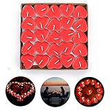 ASANMU Teelichter in Herzform, Herz Romantische Teelichter,Teelichter Rot, 50 Pack Rauchfreie Teelicht Liebe Kerzen für Heiratsantrag, Geburtstag, Hochzeit Party, Verlobung Tischdekoration Deko