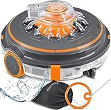 KESSER® Poolroboter Poolreiniger Akku Aqua-9000 inkl. Transporttasche Pool Roboter für bis 80m² Pools, Li-Ion Akku max. 75 min, Kabellos Poolsauger Bodenreinigung Vollautomatisch Bodensauger Orange