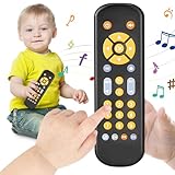 VoMii Baby Fernbedienung Spielzeug 6 Monate +, Kleinkind realistische TV-Fernbedienung Spielzeug mit Sound, 6 12 18 Monate Musik Beißring Spielzeug mit Englisch Französisch Spanisch Pronunciation