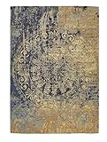 Luxor Living Vintage Teppich modern orientalisch, Flachgewebe, Ornament, Shabby Chic, Vintageteppich Wohnzimmer Schlafzimmer, Farbe:Beige-Blau, Größe:160 x 230 cm