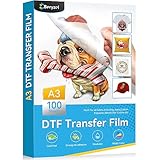 Beryzol DTF Transferfolie: A3 100 Blatt (29,7 x 41,9 cm), Premium doppelseitiges PET-Transferpapier mit matter Oberfläche, Direktdruck auf Folie, Transferblätter für Epson Tintenstrahldrucker,