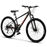 26 Zoll Mountainbike MTB mit 431MM Aluminiumrahmen, 21 Gang Schaltung Shimano-schaltwerk Scheibenbremse Federgabel, Hardtail Fahrrad für Herren Damen Jugendliche