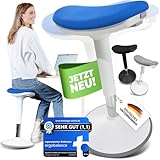 ergobalance Sitzhocker mit Innovativer Sitzfläche | Ergonomischer Hocker [3 in 1] Bürohocker Sattelhocker Stehhocker | Höhenverstellbar rutschfest | Jetzt Farbe wählen (blau)