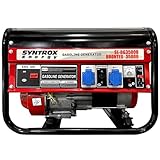 Syntrox Germany Stromerzeuger Brontes, Notstromaggregat, Benzinmotor, 2,8 kW, 7,0 PS, 15-Liter-Tank, 65dB, 220V, Camping, Benzin Notstromgenerator, Krisensichere Stromversorgung