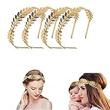 4 Pezzi Gold Kopfschmuck Haarreif Braut, Römische Göttin Haarreif, Haarreifen Lorbeerkranz, Goldener Haarschmuck Damen,für Hochzeit, Party, Tanzparty, Mode Show 4 stücke,kopfschmuck