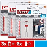 tesa Verstellbarer Klebenagel für Tapeten und Putz 2 kg im 3er Pack - Höhenverstellbarer, selbstklebender Wandnagel - Bis zu 2 kg Halteleistung pro Nagel - 3 x 2 Klebenägel