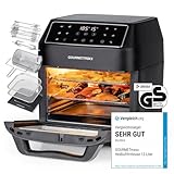 GOURMETmaxx XXL-Heißluftfritteuse mit großem Fassungsvermögen (12L) und 10 Programmen für eine schnelle & mühelose Zubereitung | Touchdisplay und Timer-Funktion | Inkl. umfangreichem Zubehörpaket