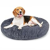 Priksia Hundebett Katzenbett Rund Hundekissen Flauschig Katzenkissen Weich katzenkorb Waschbar Donut Plüsch Hundebett für Mittlere und Große Hunde Katzen 70cm Dunkelgrau