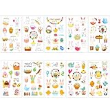 10 Blatt Temporäre Oster-Tattoos,Temporäre Tattoos-Set,Tattoos Kinder,Jungen und Mädchen,Oster Deko Tattoo Aufkleber Kinder,Kindertattoo Spielzeug Preise Ostereiersuche Gefälligkeiten (A)