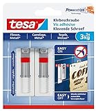 tesa® Verstellbare Klebeschraube für Fliesen und Metall, spurlos wiederablösbar, Haltekraft bis zu 3kg | 5er Set: enthält 10 Schrauben