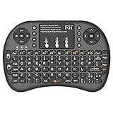 Rii Mini i8+ V2 Wireless + Kabel Rii OTG F1 - Mini Tastatur mit Hintergrundbeleuchtung mit Touchpad Maus und Ein/Aus-Taste für Amazon Fire TV, Smart TV, TV Box, Mini PC, Playstation, Xbox, Computer