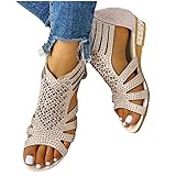 Römersandalen Damen Sommer Absatz Sommer Sandale Peeptoes Keilabsatz Sommerschuhe Wedges Weite H Elegant Frauen Damenschuhe Sandaletten Abendschuhe Pantoletten