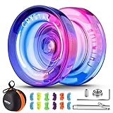 Responsive Yoyo für Kinder Yoyo K2 Kristall Rosa Lila, Dual Purpose Yoyo für Anfänger, Trick Yoyo Professional Yoyo Ball mit unresponsive Yoyo Lager Kit für 12 Yoyo Saiten für Yoyo Fall