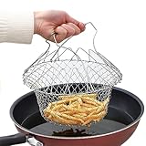 XFLYP Frittierkorb, Faltbares Dampfspülsieb Sieb Fritteuse...