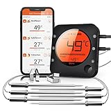 BFOUR Küche Bluetooth Fleischthermometer Digitales Fleischthermometer mit 6 Temperaturfühler Grillthermometer mit Alarm, Bratenthermometer für Grill Ofen Räucherofen