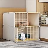 Katzenkäfige für den Innenbereich, groß, Katzengehege, Katzenschrank, halbgeschlossener Katzenkäfig, DIY-Katzenlaufstall, Haustierzaun für den Innenbereich, mit Katzennest + Katzenhängematte + Katze