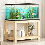 Massivholz-Aquariumständer – robuster Holzständer für Aquarien mit 2-stöckigem Stauraum | Reptilien-Tanktisch aus natürlichem Kiefernholz | Indoor-Pflanzenregal | Druckertisch | Mehrzweckregal