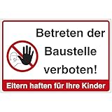 Schild 'Betreten der Baustelle verboten' - Baustellenschilder aus Alu/Dibond 300x200 mm - 3 mm stark