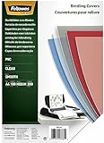 Fellowes Klarsicht Deckblatt aus PVC, A4 Format, 200 mic Stärke, transparent, ideal für Plastikbindung und Drahtbindung, Pack mit 100 Stück