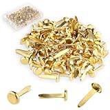 Telooco 200 Stück Mini Musterklammern Gold Rundkopfklammern 8 x 16 mm Musterbeutelklammern Brads Klammern Zweibeinige Stecknadeln Mini Papierverschlüsse für Kinder Scrapbooking DIY