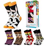 LOONEY TUNES Socken Herren, 5er Pack Herren Socken, Bunte Socken, Lustige Socken, 40-45 (Schwarz/Mehrfarbig)