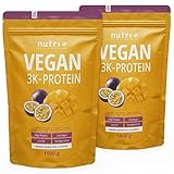 Protein Vegan Mango Maracuja 2kg - 83% pflanzliches Eiweiß - Nutri + Shape & Shake 3k-Proteinpulver - Veganes Eiweißpulver ohne Laktose & Milcheiweiß - Flavour Powder 2000g