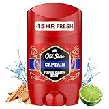 Old Spice Captain Deo Stick für Männer, 50ml, 48H Frische, langanhaltender Duft in Parfümqualität, 0% Aluminiumsalze, keine Flecken auf Schwarz & Weiss, hergestellt aus 50% recyceltem Plastik